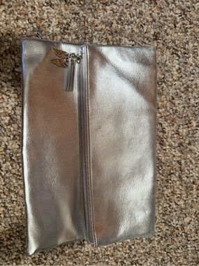 Vintage Y2K Victoria’s Secret Metallic Zip Clutch with wing Charm